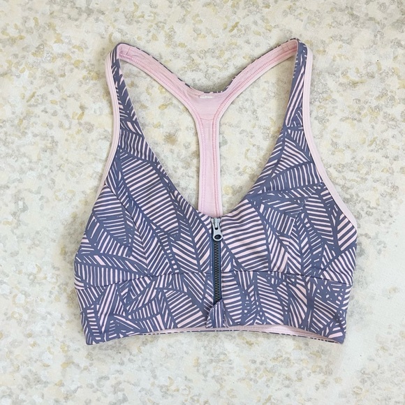 lululemon athletica Other - Lululemon 4 Sports Bra Cool To Street Zipper Racerback Pink Gray Zip Sportsbra